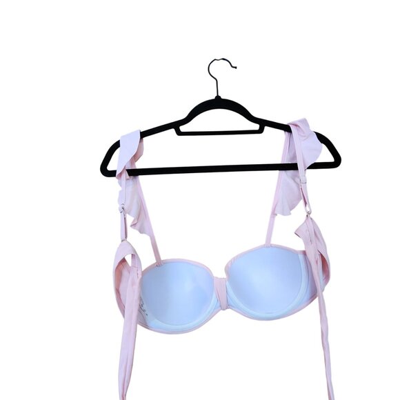 Pink Ruffled Bikini Top With Adjustable Straps M - Picture 2 of 3